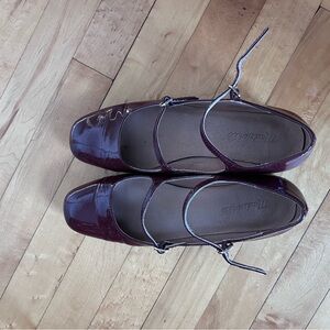 Madewell Dark Red Patent Mary Jane’s